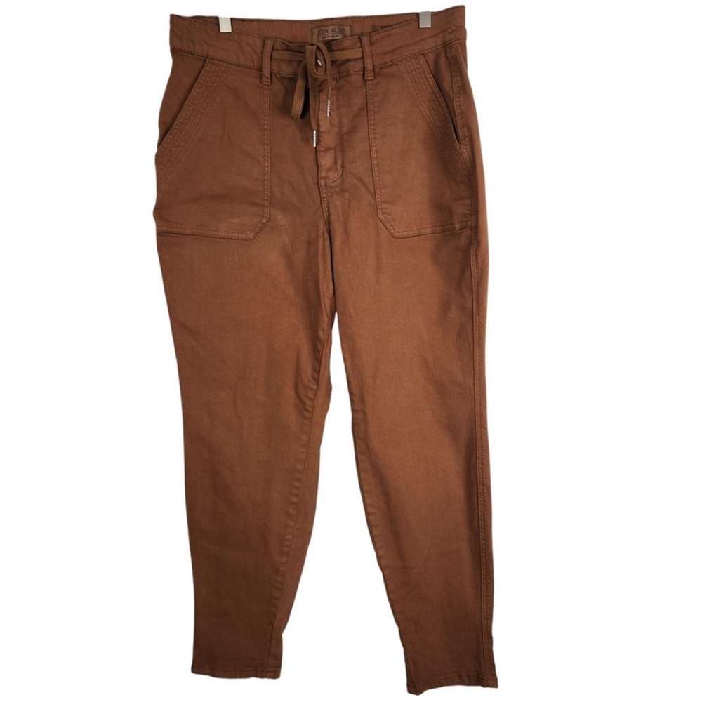 JUDY BLUE Pants Womens 14W Brown Garment Dyed Tie Waist Tapered Leg - Picture 2 of 11